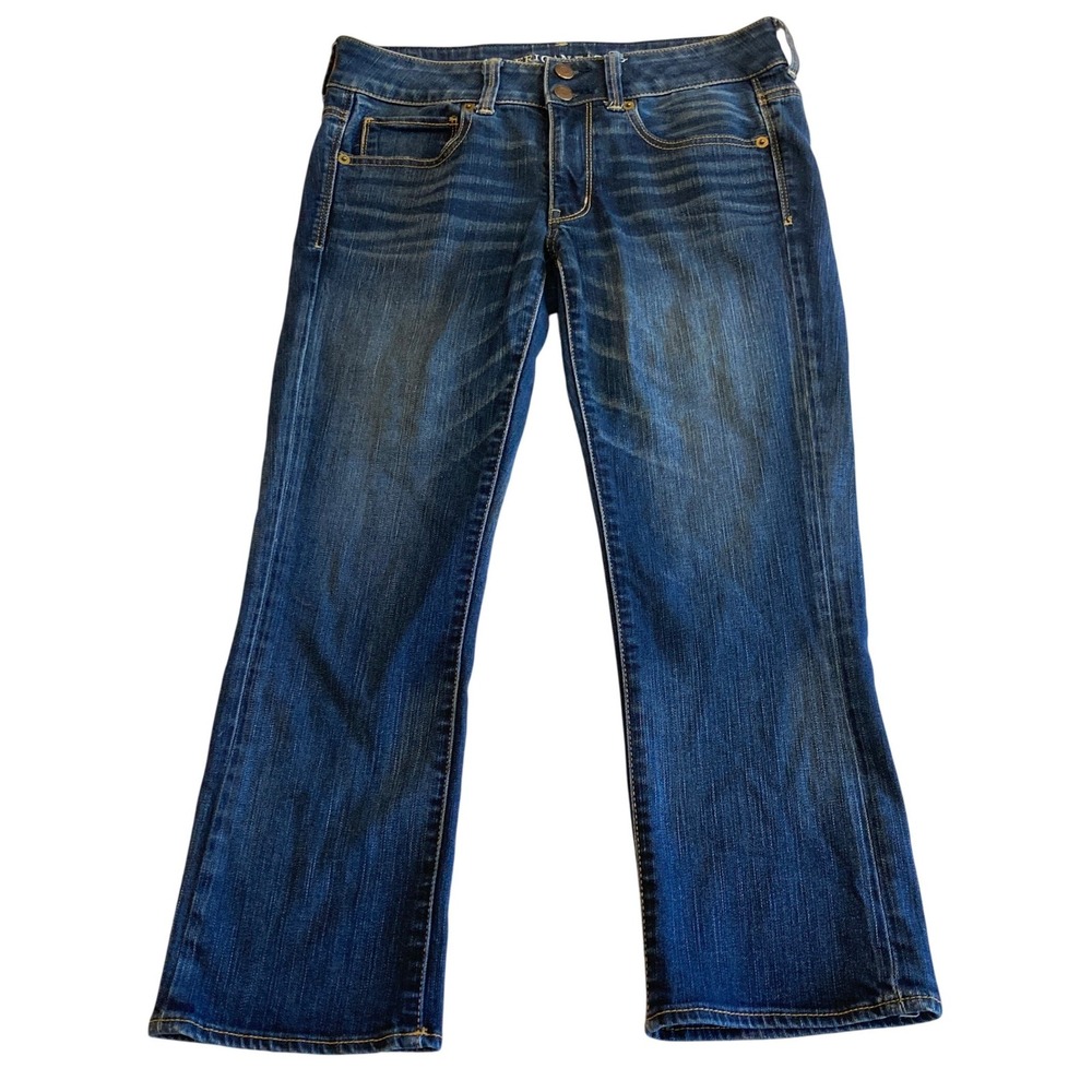 American Eagle Artist Crop Jeans Womens 6 Dark Wash Super Stretch 23 Inseam - Picture 1 of 15